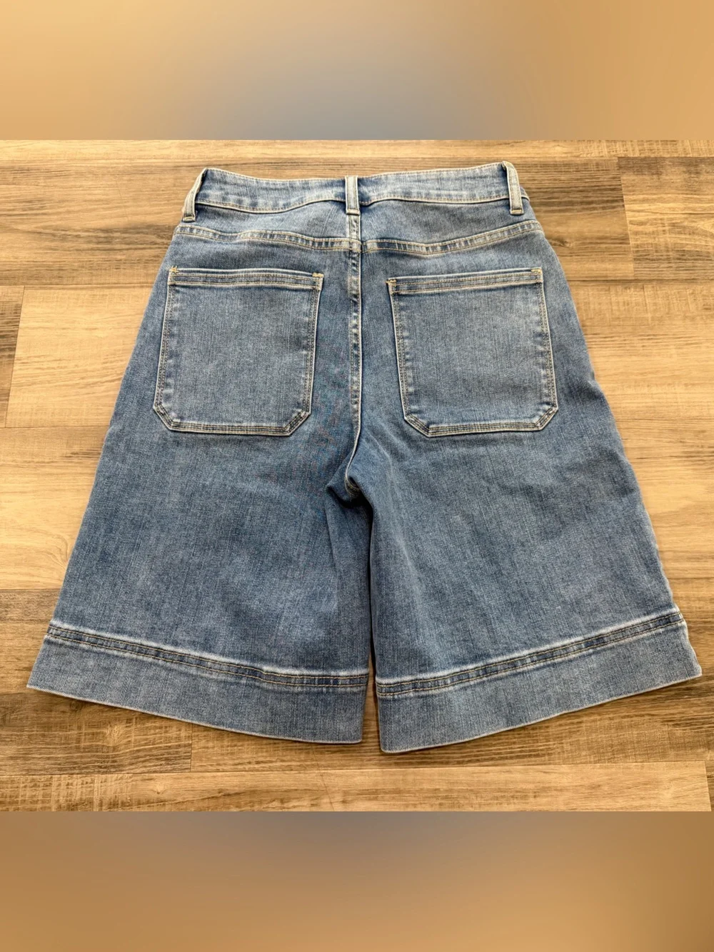 AnnieWear Denim Bermuda Jorts Long Jean Shorts High Rise Y2K NWT Small